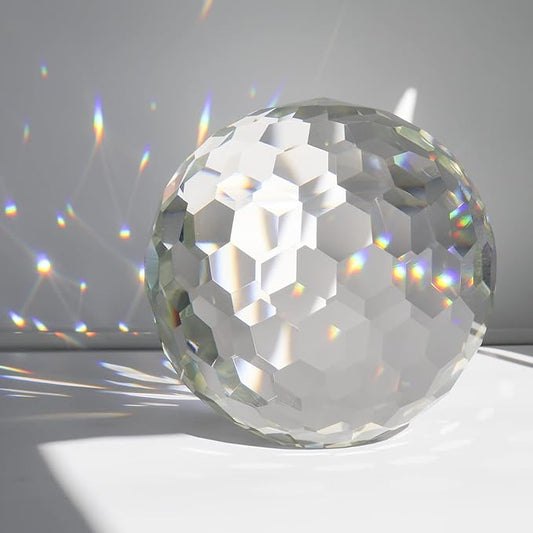 Clear Crystal Suncatcher Ball Prism Glass Sphere Faceted Gazing Ball Rainbow Maker Window Prisms Suncatcher for Window, Sun Catcher(150mm/5.91inch)