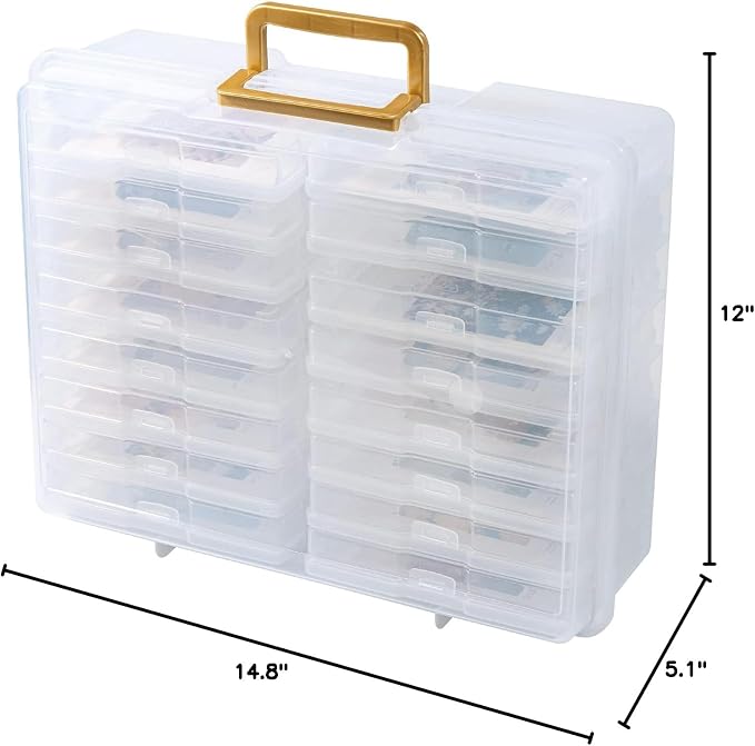 novelinks Photo Storage Box and 16 Inner 4" x 6" Photo Storage Containers | 1Pack Clear, Photo Albums 4x6 Pictures, Photo Organizers and Storage, Card Game Storage, Task Boxes for Special Education