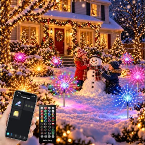 3 Pack 234LEDs Smart RGB Christmas Fireworks Pathway Light with APP Control by FREECUBE