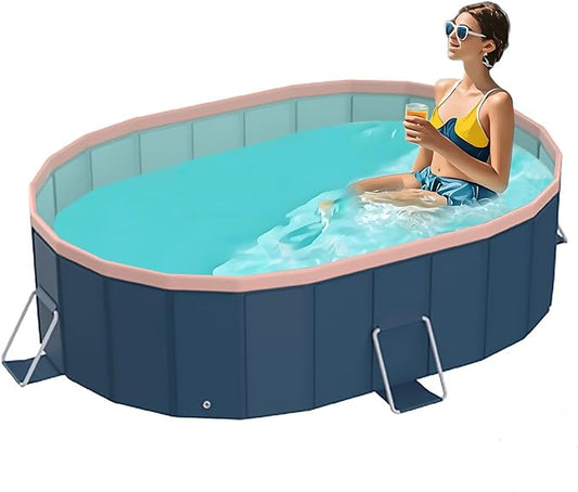 Foldable Pool, Hard Plastic Collapsible Pool, Large Non Inflatable Rectangle Pool Above Ground, Backyard Pool for Adults, Oversized Thickened, Easy Assembly (Round Corner 67 Inch)