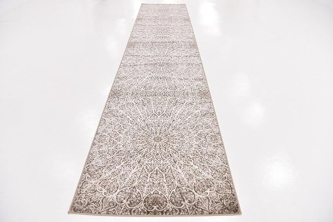Unique Loom Sofia Collection Area Rug - Grace (3' 3" x 16' 5" Runner, Brown/ Ivory)