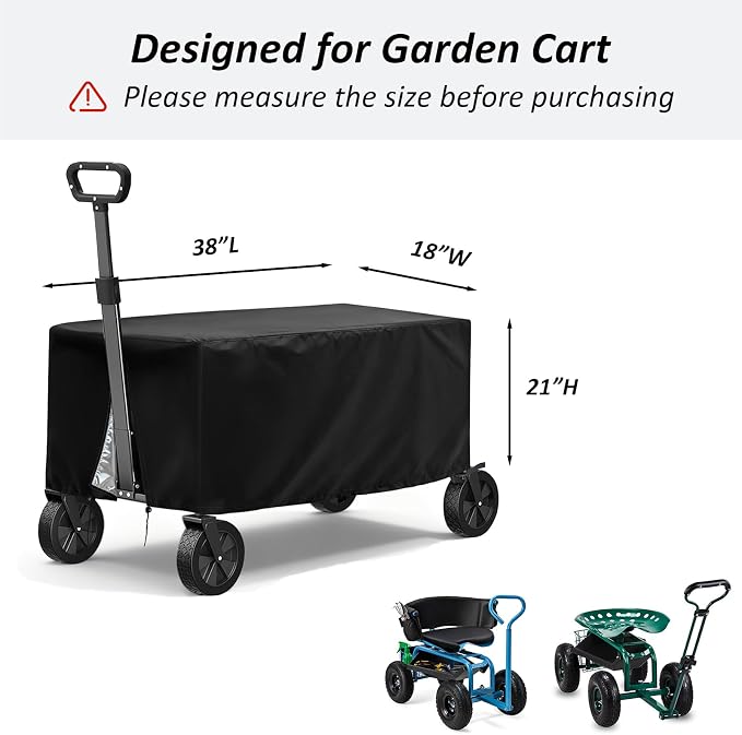 TheElves Garden Cart Rolling Workseat Cover, Outdoor Garden Scooter Covers Waterproof Heavy Duty for Outvita & Goplus Scooters - 38x18x21 inch
