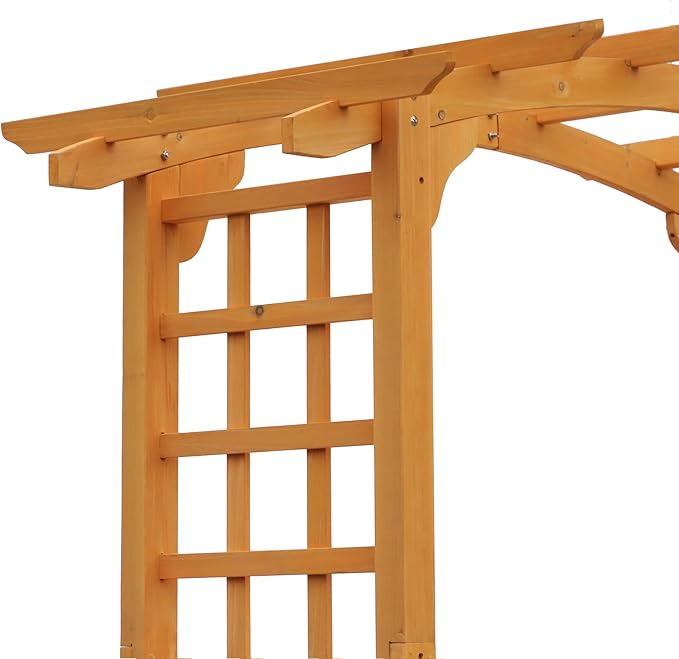 Outsunny 90in Wood Garden Arbor Arch with Trellis Wall for Climbing & Hanging Plants, Decor for Party, Weddings, Birthdays & Backyards