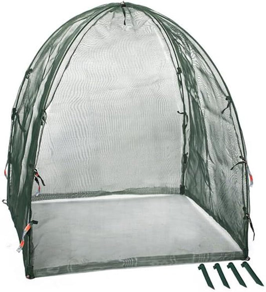 NuVue Products 25203 Pop-Up Garden Netting Animal and Bug Guard Covers with Ground Spikes, Mesh Plant Cover Tents for Pest and Animal Control, 52" x 52" x 54"