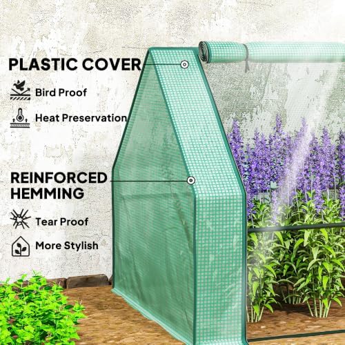 Outsunny 12' x 3' x 3' Mini Greenhouse Portable with Zippered Doors Green - Image 3