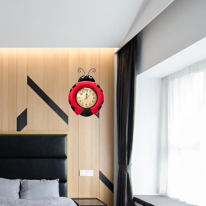 TXYS Wall Clock for Home Ladybug Decor Art Decorations Great for Office/Outside Clock (Ladybug Clocks)