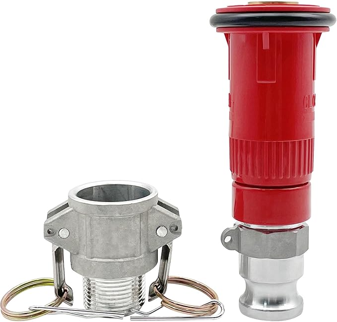 SAFBY Fire Hose Nozzle NPSH/NPT Thermoplastic Fire Equipment Spray Jet Fog with Aluminum Female and Male Fitting (1 inch thermoplastic set)