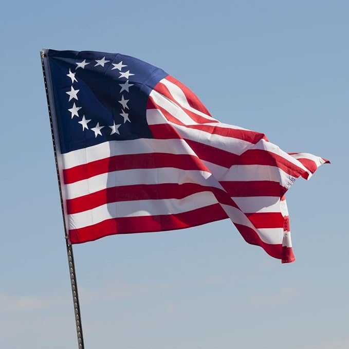 AMZFLAG Betsy Ross Flag 4x6 ft for 250th Anniversary, Embroidered 13 Stars Betsy Ross Original US Colonial Flag, Heavy Duty USA United States 13 Colonies Flag with 2 Brass Grommets