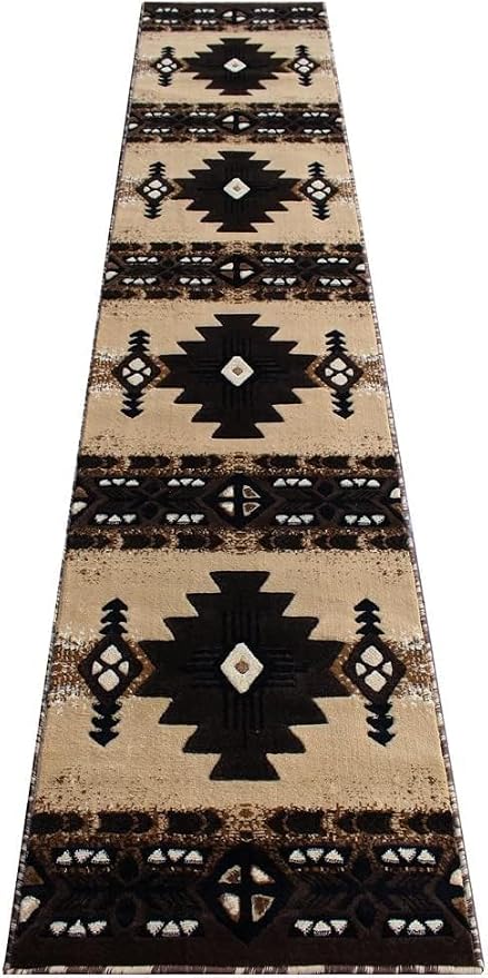 YHSF Southwest Native American Area Rug – Thick, Soft, Durable & Easy to Maintenance Tribal Design Boho Rug– Ideal for Bedroom, Living Room & Hallway - Berber, 2 Feet 4 Inches x 10 Feet 11 Inches