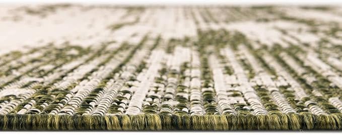 Unique Loom Outdoor Modern Collection Area Rug - Cartago (4' 1" Round, Green/ Ivory)