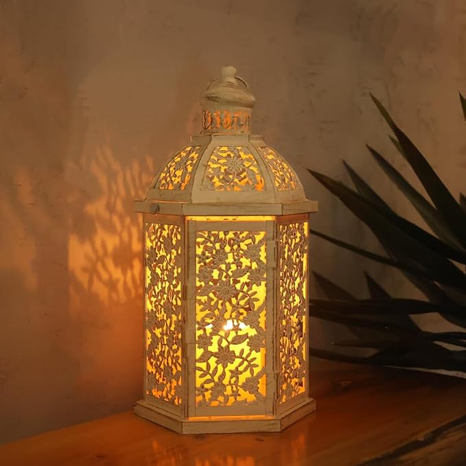 NEEDOMO Lanterns Decorative Indoor, 13.8" Vintage Outdoor Lantern, Metal Candle Holders Lantern Decor for Patio, Front Porch, Wedding, Shelf, Farmhouse Table Decor
