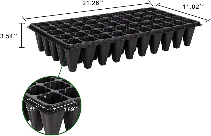 RooTrimmer 10 Pack 1020 Trays and 10 Pack 3.5" Deep 50 Cell Seed Starter Trays, 20" x 10" - Durable Plastic Nursery Flats for Microgreens, Seedling,Seed Germination & Plant Propagation (10 Set)