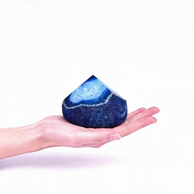 Agate Wand Geode Irregular Pillar 1.1-1.7 Lbs Dyed Blue for Nautical Theme Patio Garden Relaxation Space Balance Ornament