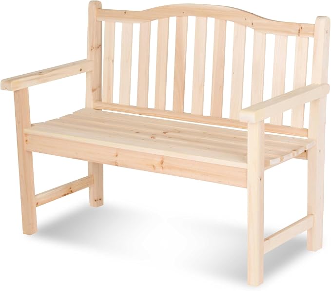 Shine Company 4212N-142 Belfort II Wooden Outdoor Patio Garden Bench, Light Beige