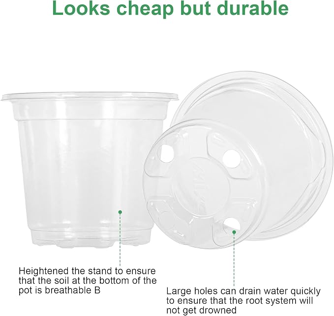 MIXC Clear Plant Nursery Pots with Humidity Dome 4" Soft Transparent Plastic Gardening Pot Planting Containers Cups Planter Small Starter Seed Starting Trays for Seedling with 10pcs Plant Labels