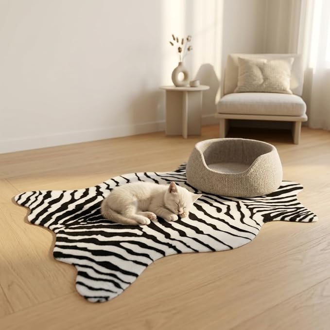 MustMat Zebra Print Rug,Black White Modern Minimalist Decor 2'6"×3'7" | Fits Bedroom,Vanity,Entryway,Armchair,Dorm,RV;Matches Boho,Farmhouse,Contemporary Decor