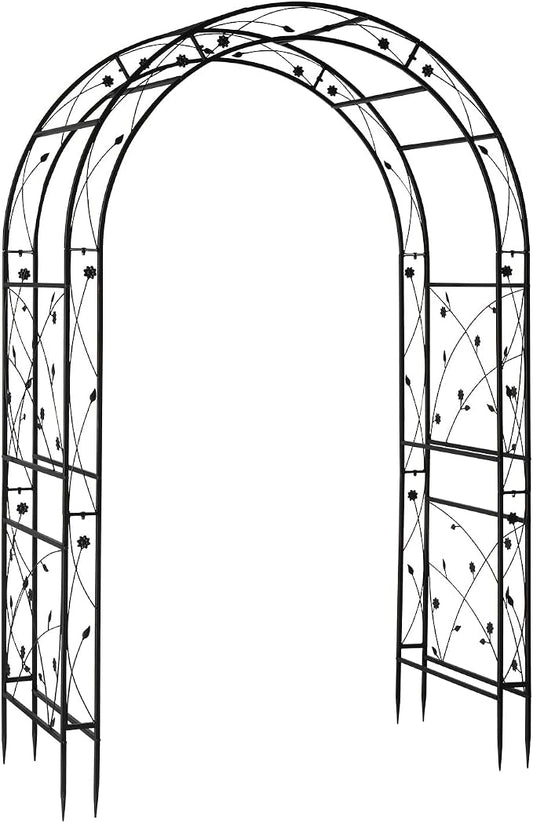 VINGLI Garden Arbor, Arch Archway for Wedding Ceremony Party, Steel Garden Trellis for Plant Climbing, Christmas Garden Decorations Pergola for Garden, Backyard, Lawn (Black, 83.9x55.1x22.8)