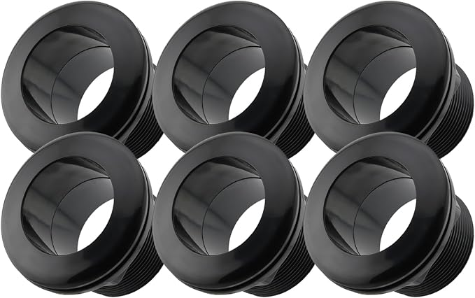 2 Inch Bulkhead Fitting 6 Pack, Heavy Duty Slip x Slip Tank Adapter, Durable Water Tank Connector for Aquariums, Rain Barrels, Hydroponics, Reservoirs, Ponds & Irrigation Systems
