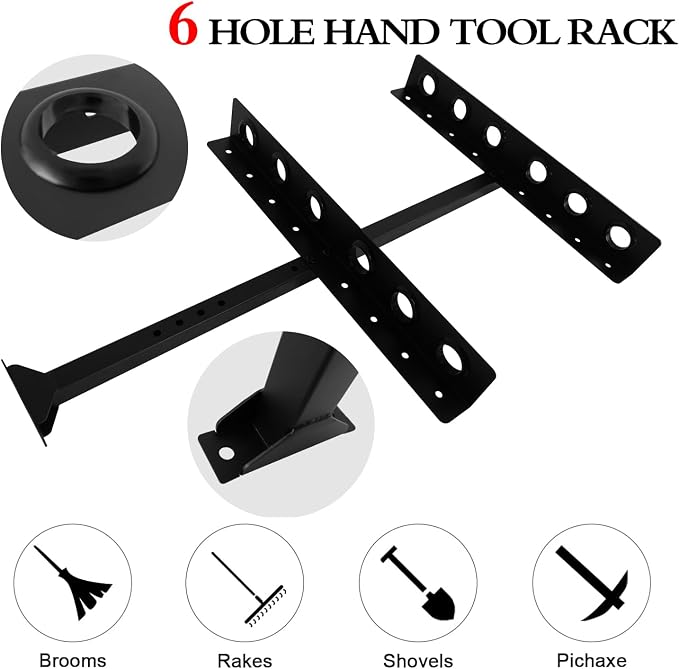 MEWSDEN Trailer Racks for Lawn Equipment, Trailer Tool Rack Shovel Holder for Shovels, Rakes, Hoes, Landscape Hand Tool Rack for Open Trailers, Lawncare Accessories, with 6 Tool Holes&Rubber Grommets