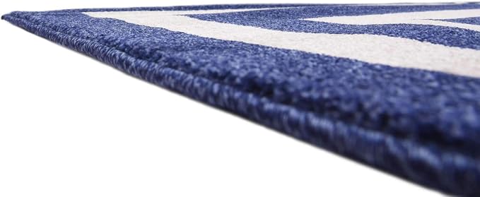Unique Loom Athens Collection Classic Geometric Modern Border Design Area Rug (8' 0 x 11' 4 Rectangular, Navy Blue/ Beige)