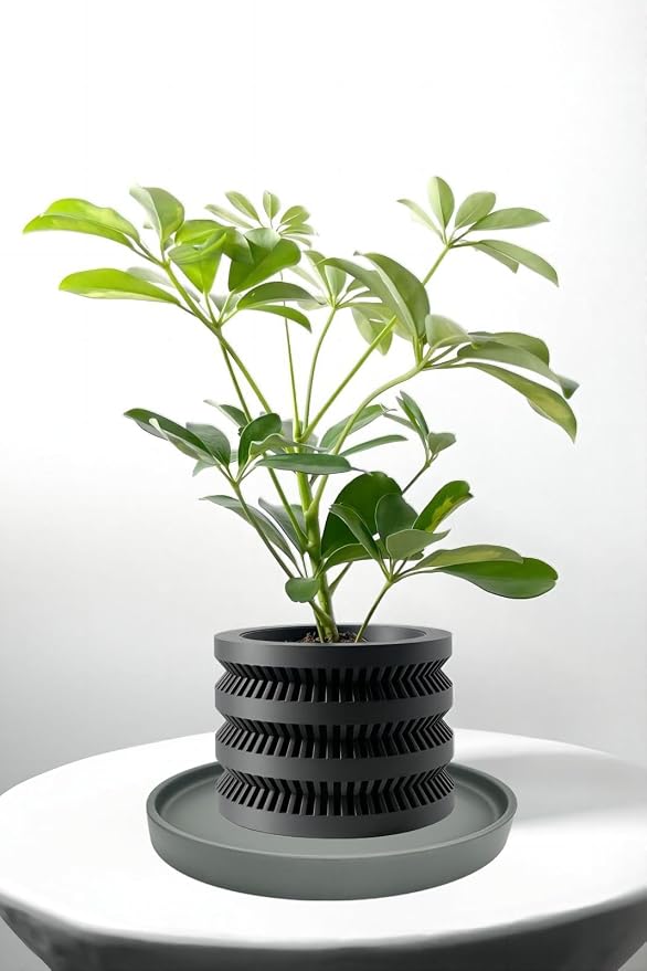 Yukfona Ceramic Plant Saucer Tray 2 Pcs 6.4 Inch Grey, 6.4" OD x6.02 ID x0.9 Deep| Fits Flower pots Bottom≤ 6.02", Heavy Duty Glazed Round Planter Drip with Catch Basin for Indoor Outdoor Plants