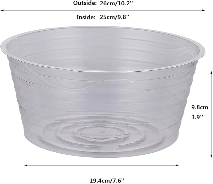 Idyllize 10 Pieces of 10 Inch Clear Thin Deep Plastic Plant Saucer Drip Tray for Pots (10'')