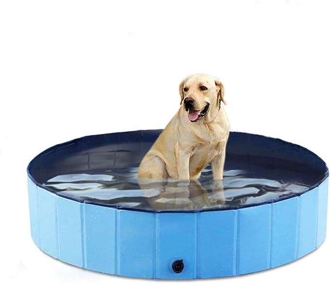 Pet Bath Pool Foldable Pet Swimming Pool PVC 55'' x 12'' Indoor &Outdoor Bathing Tub for Large Dogs Cats Kids,Blue