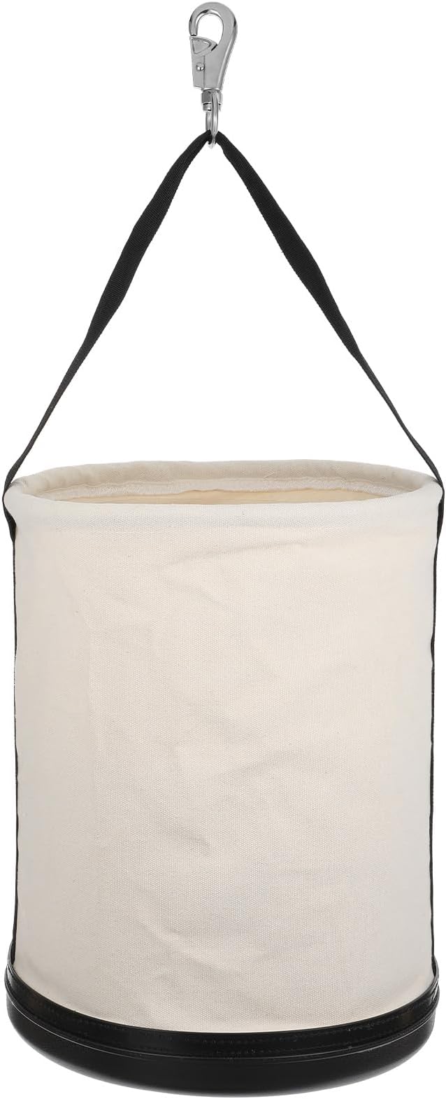 Lemecima Utility Canvas Bucket 15" x 12" All Purpose Truck Tool Bucket Bag Organizer with Plastic Bottom Metal Hook for Store Work Tool Accessory, Load Capacity up to 150 Lbs