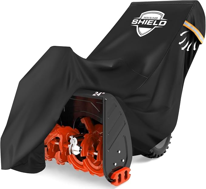 IC ICLOVER Snow Blower Cover, Universal fit Two Stage Snow Thrower Cover, Heavy Duty 600D Polyester Fabric Waterproof, Sun UV Dust Snow Proof, with Drawstring & Windproof Buckles, Outdoor Protection