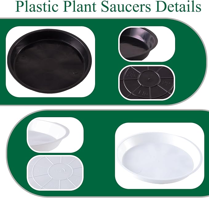 30 Pack Plant Saucer 5 Inches Plant Trays for Pots Plastic Round Drip Trays Flower Pot Saucers Planter Water Tray Plant Drainage Tray, Light Grey