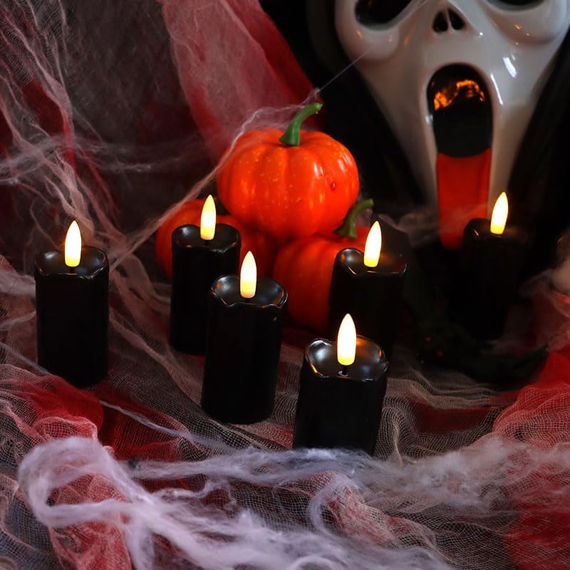 6 PCS Flameless Votive Candles with Timer Battery Operated Black - Image 7