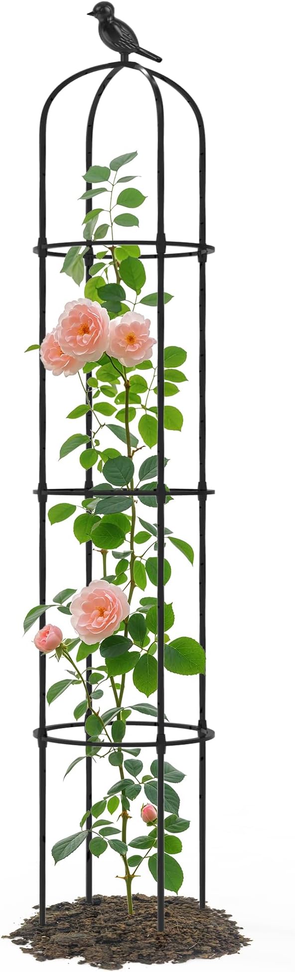 Garden Obelisk Trellis for Climbing Plants Outdoor - 69"(H), Rustproof Trellis with Adjustable Rings, Metal Plant Support for Potted Vines, Garden Trellis Use for Outdoor or Indoor(1 Pack)