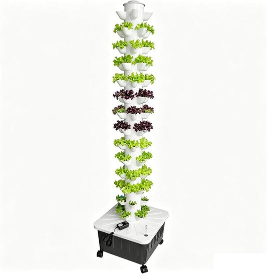 Hydroponic Growing Tower 70 Crops Vertical Aeroponic Tower with 20L Water Tank & Circulation Pump Complete Indoor Garden Kit for Apartment Balcony