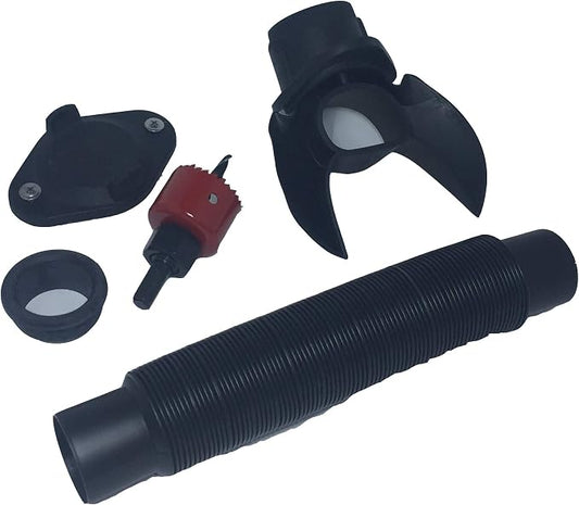 EarthMinded DIY Rain Barrel Diverter Parts for 3-4" Round Downspouts | Diverter, Winter Cover Plate, Hose, Hose Seal Drill Bits,