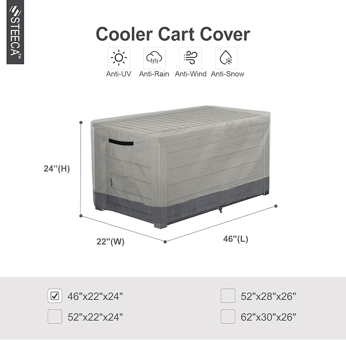 Patio Deck Box Cover Waterproof Outdoor Rectangular Storage Bench Cover 46L x 22W x 24H inch