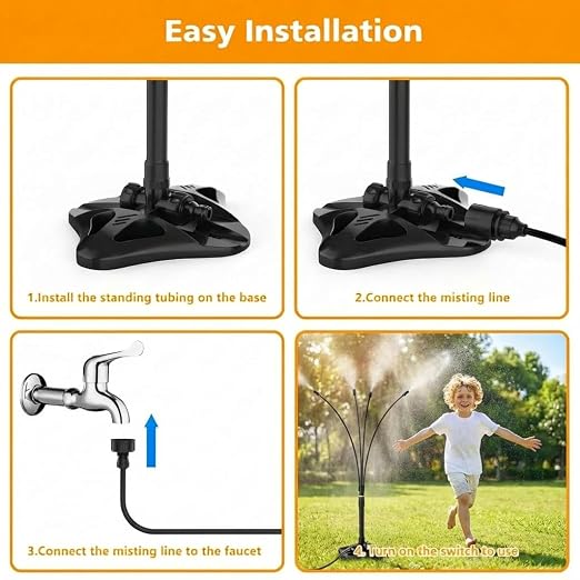 Outdoor Standing Mister for Patio Cooling, 26.2FT Portable Misting Station, Upgraded Outdoor Misting System for Backyard, Pets, Garden, BBQ, Tanning & Poolside Heat Relief