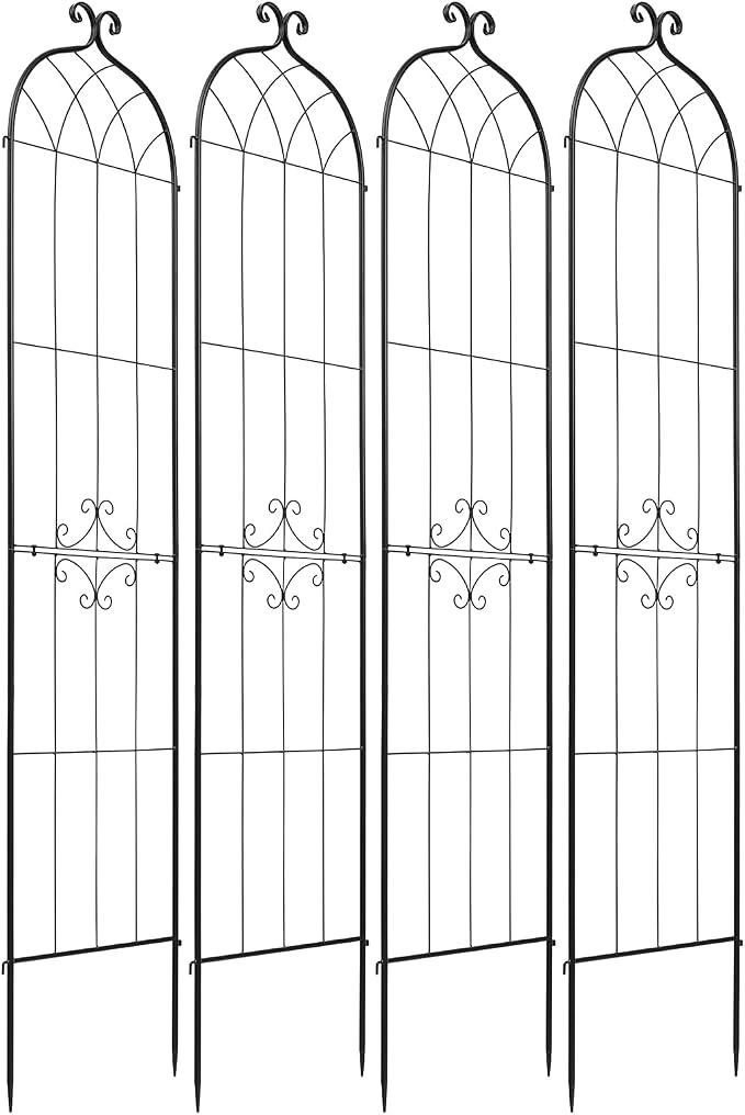 VEVOR 4 Packs Metal Garden Trellis for Climbing Plants Outdoor 87x21in, Rustproof Plant Tall Trellis for Rose Vine Flowers and Vegetables