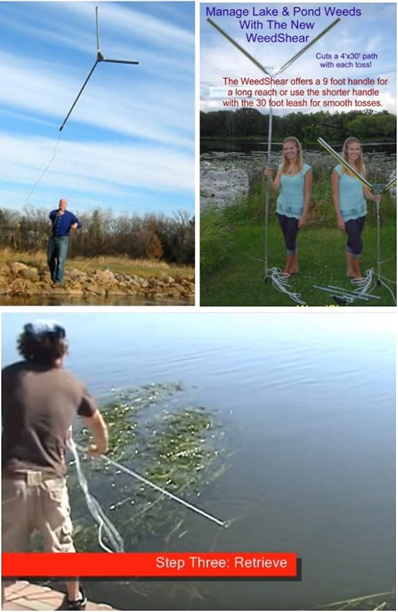 Lake Weed Cleanup Kit Aquatic Lake & Pond Weed Cutter 49" Razor Sharp Aquatic Lake Weed Cutter and RakeZilla Heavy Duty Lake Rake with Long Tines - Beach/Shoreline Cleaning Package