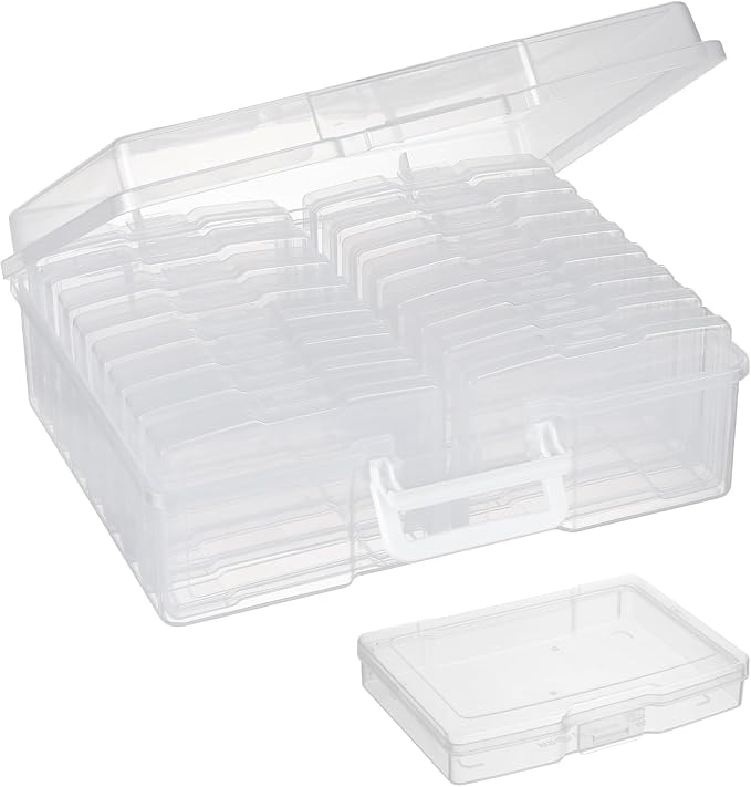 16 Pack Small Plastic Storage Box Gradient Color Storage Container (Clear)