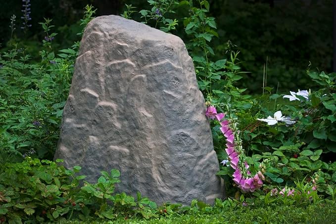 EMSCO Landscape Rock Cover – Natural Rock – Extra Large – Decorative Artificial Rock for Concealing Utility Fixtures, Pipes, Valves & Landscape Equipment | Natural Rock, Extra Large Size, Decorative Landscape Rock Cover, Covers Well Pumps, Sprinkler Va...
