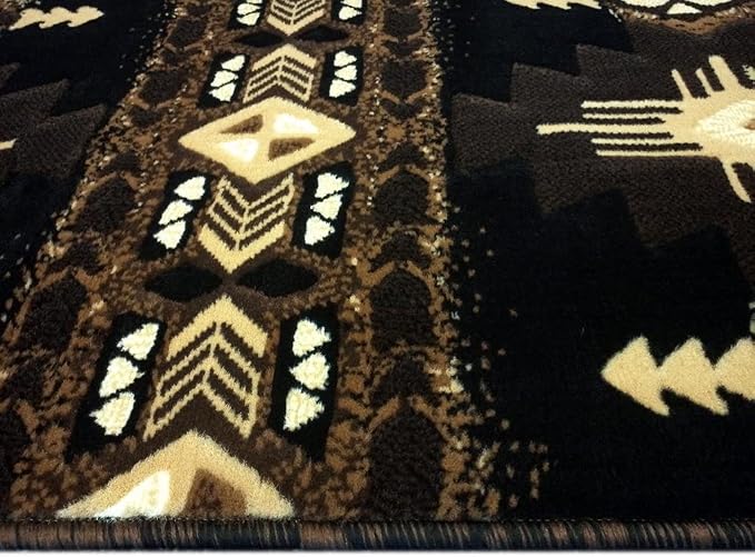 YHSF Southwest Native American Area Rug – Thick, Soft, Durable & Easy to Maintenance Tribal Design Boho Rug– Ideal for Bedroom, Living Room & Hallway - Black, 2 Feet x 7 Feet