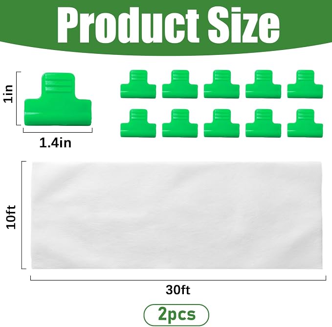 2PCS Plant Sun Protection Cloth, 10 X 30 Ft Non-Woven Garden Plant Shade Cloth White Cover Blanket Outdoor Bug Netting Sun Block for Protecting Plants Vegetable Rows from Direct Sunlight