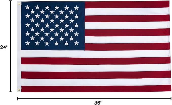 JRED 100% Cotton American Flags for Outside 2x3 FT US Flag Heavy Duty Outdoor Fade Resistant Embroidered Stars Sewn Stripes, Brass Grommets, 250th Anniversary of USA
