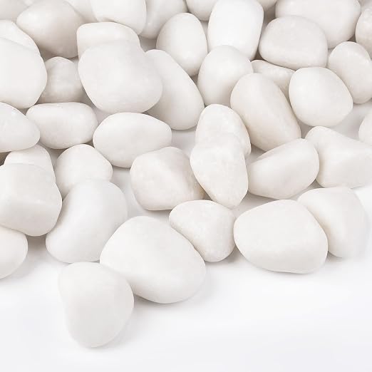 30 lbs White Rocks for Landscaping, 1-2 inch Decorative Rocks for Plants Indoor, Large Polished River Rocks for Garden, Outdoor Landscaping, Walkways, Yard, Plants Pots, Vases, Crafts