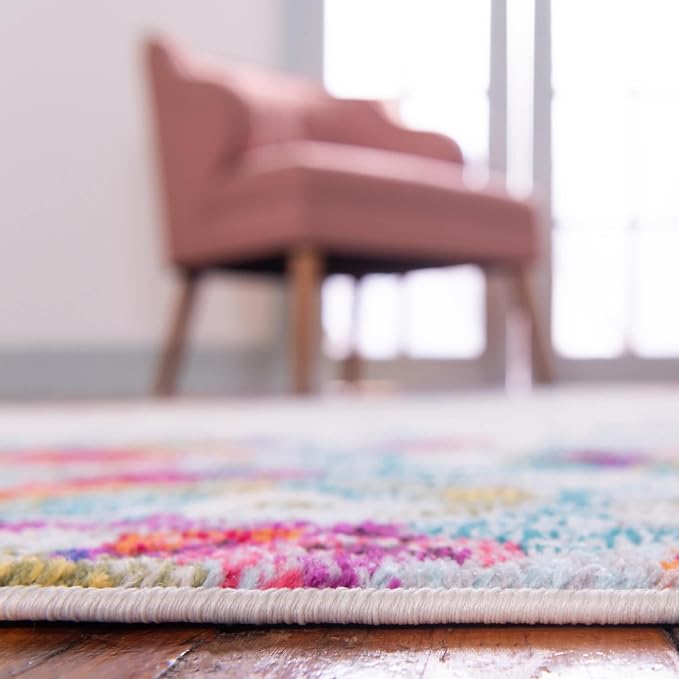 Unique Loom Chromatic Collection Modern Colorful & Vibrant Abstract Area Rug for Any Home Décor (3' 3 x 5' 3 Oval, Multi/Beige)
