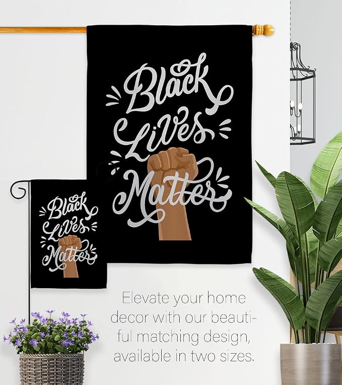 Stop Racism Banner Wall Decor Room Patio Porch Lawn Garden Flag Outdoor Decorations Indoor Tapestry Yard Signs Art Black History Month BLM African Americans Heritage Made in USA