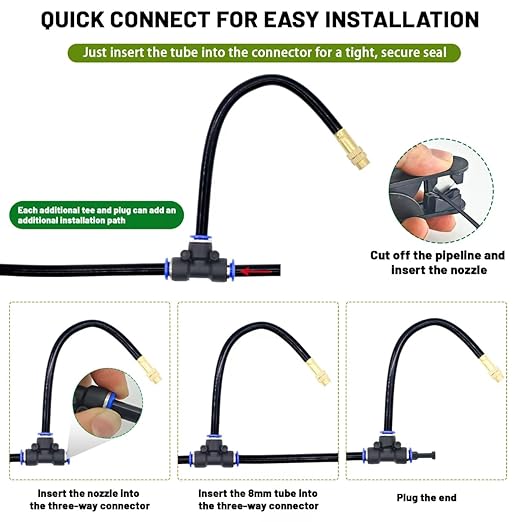 Thiswing 360° Adjustable Drip Irrigation System - 30 FT Automatic Garden Watering System with 10 Nozzles, Raised Bed Sprinkler Irrigation System, Garden Mister for Yard, Lawn, Plants, 5/16" Tubing