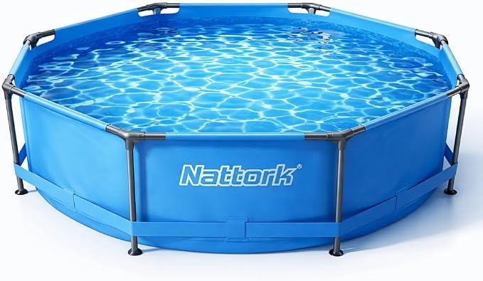 Nattork Above Ground Pool 10' x 30" Framed Swimming Pools, Outdoor Backyard Pool Round Family Pool Set Easy-Install Upgraded T-Pipe 1200 Gallon Pool Backyard Pool