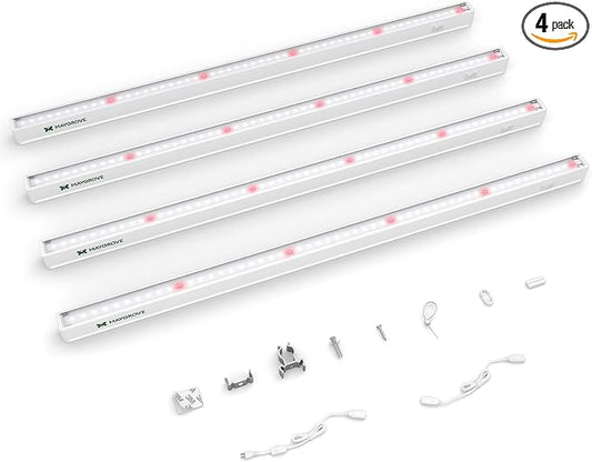 Maygrove T5 Grow Lights for Indoor Plants 2FT, Red-Enhanced Full Spectrum 5000K Grow Light, 60W(4 x 15W), Grow Light Strips for Seed Starting, Greenhouse, High PPFD, Linkable, White, 4-Pack