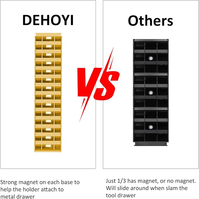 DEHOYI 48 pcs MAGNETIC Modular Wrench Organizers for Tool Drawers - Wrench Rack with Metric&SAE Labels, Perfect Tool Storage Holder. Gift for mechanics (Yellow)